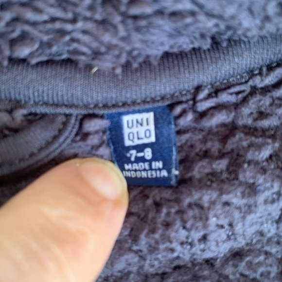 Uniqlo Kids Jacket Unisex 7-8 Blue Fluffy Yarn Fleece Full-Zip Sherpa Cozy Warm - Picture 4 of 5